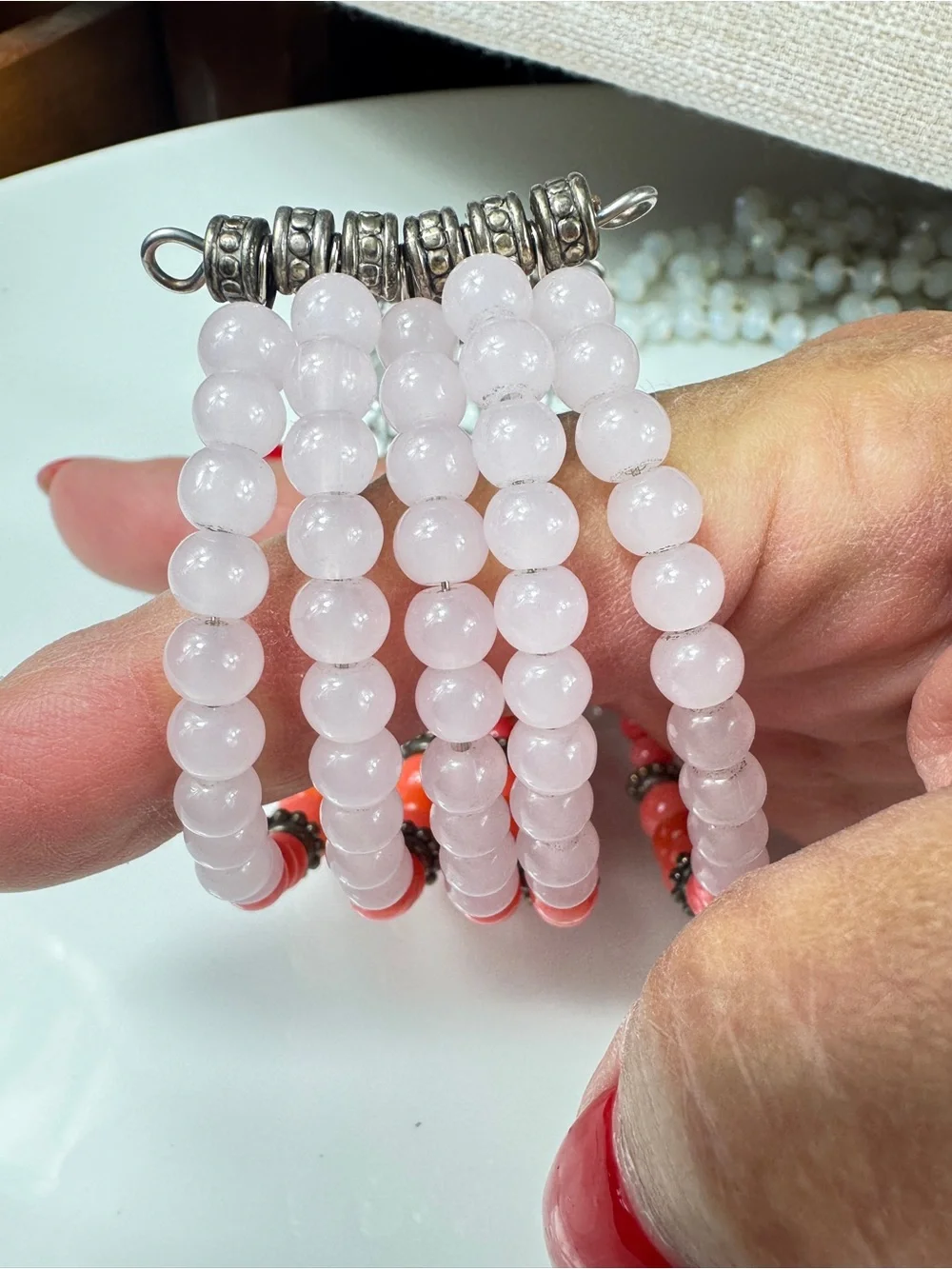 Silver Stack Glass Beads Bracelet